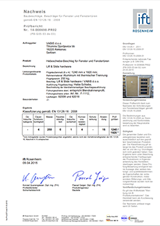 EN 13126-16 2015 Rosenheim Ispitivanje podizno kliznog sistema